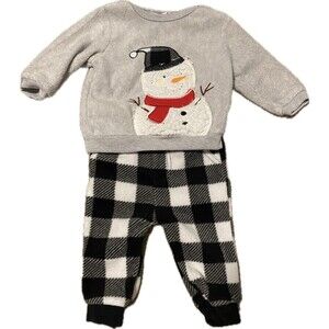 Fleece Snowman Baby Outfit Size 3-6 Months